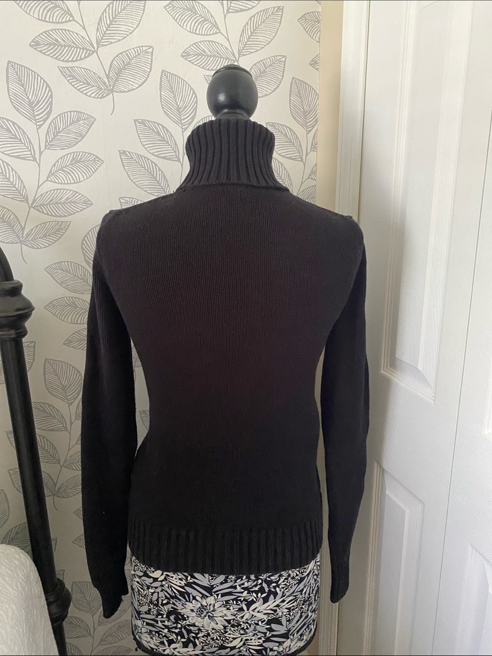 Vintage Ralph Lauren Sport Black Ribbed Turtleneck Sweater with Light Blue Pony - Picture 3 of 7